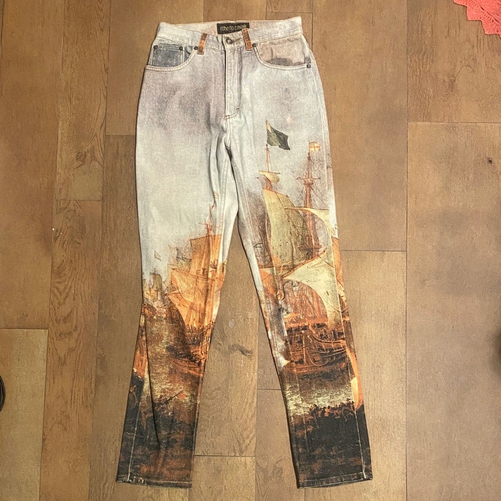 Roberto Cavalli Beige and Orange Jeans